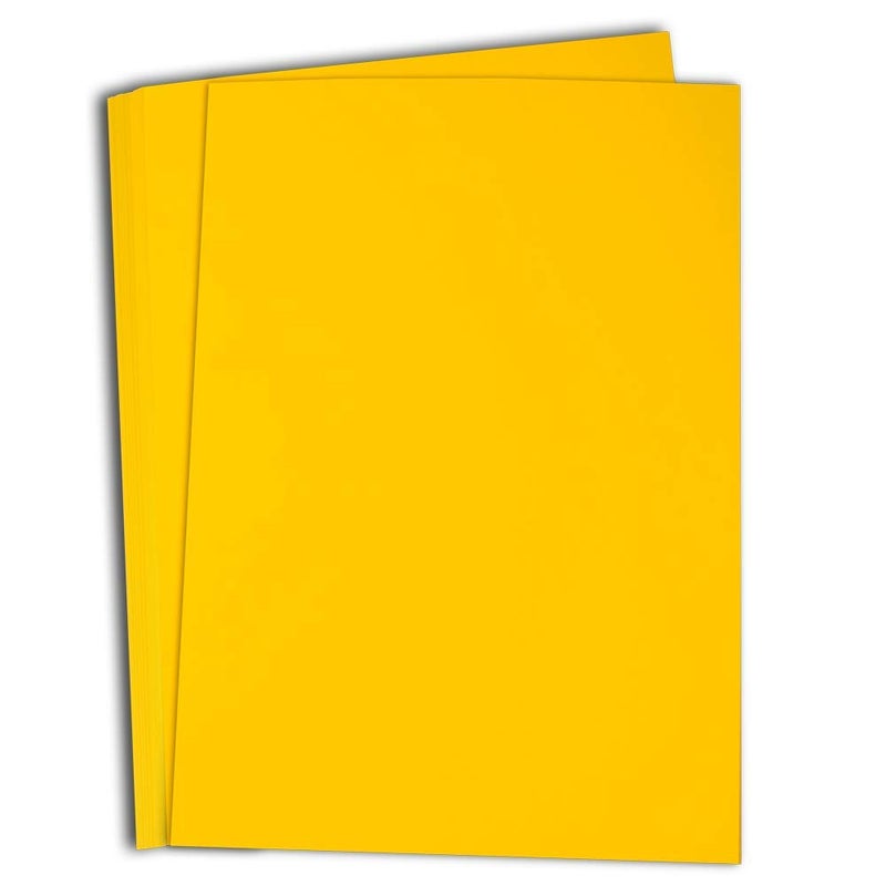 Hamilco Colored Cardstock Scrapbook Paper 8.5" x 11" Sunflower Yellow Color Card Stock Paper 50 Pack - Image 1